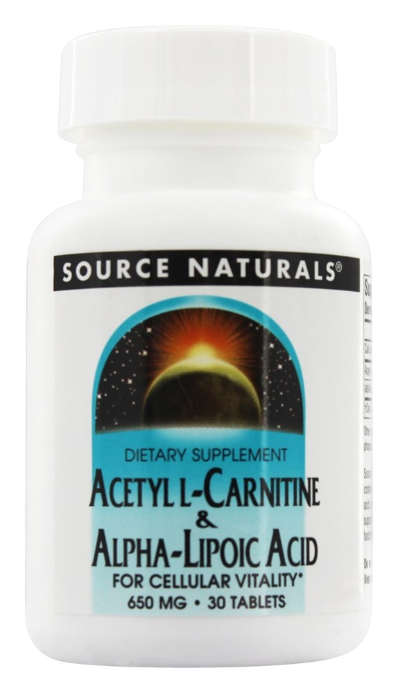 Source Naturals - Acetyl L-Carnitine & Alpha-Lipoic Acid 650 mg. - 30 Tablets