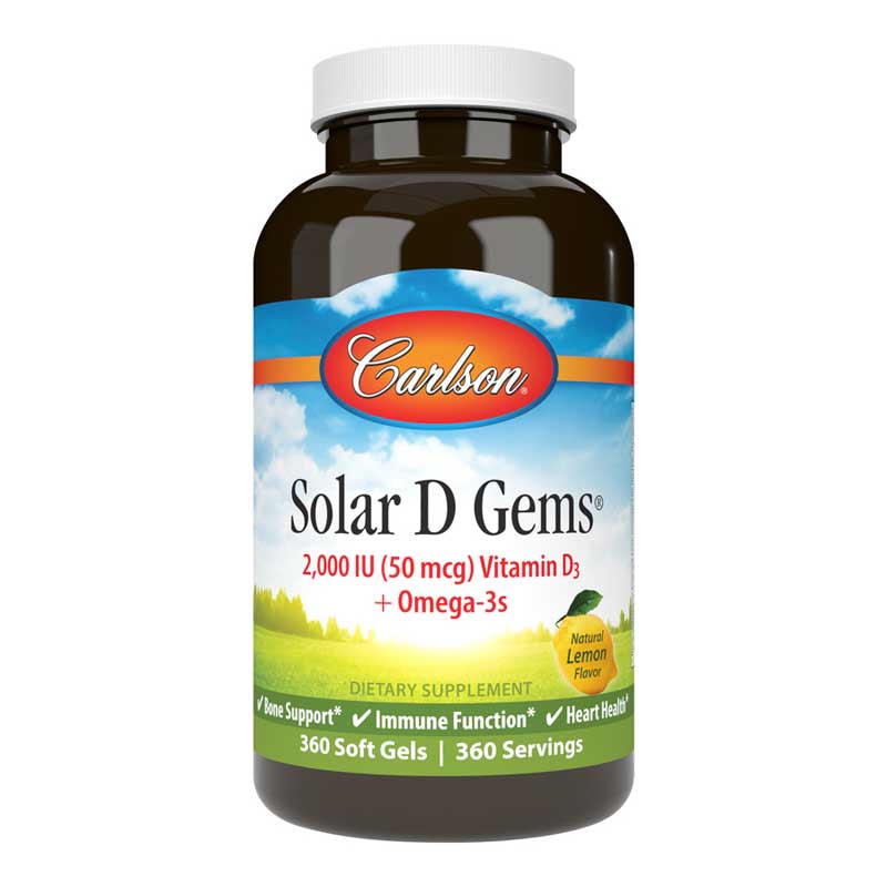 Carlson Labs Solar D Gems 2000 IU Vitamin D3 Omega-3 360 Softgels