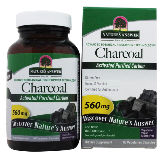 Nature's Answer - Activated Charcoal Natural Origin - 90 Vegetarian Capsules