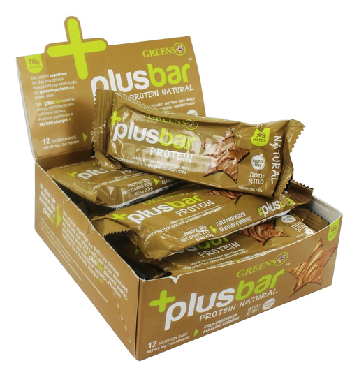Greens Plus - PlusBar Protein Bars Box Natural - 12 Bars