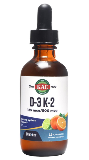 Kal - Vitamin D-3 & K-2 Drop Ins Immune System Support Citrus - 2 fl. oz.