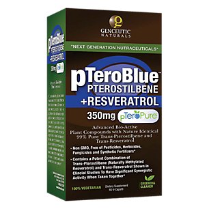 pTeroBlue Pterostilbene + Resveratrol - 350 MG (60 Vegetarian Capsules)