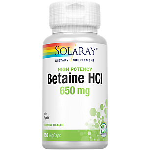 Betaine HCL with Pepsin - High Potency 10 Grain Digestive Support - 650 MG (250 Capsules)