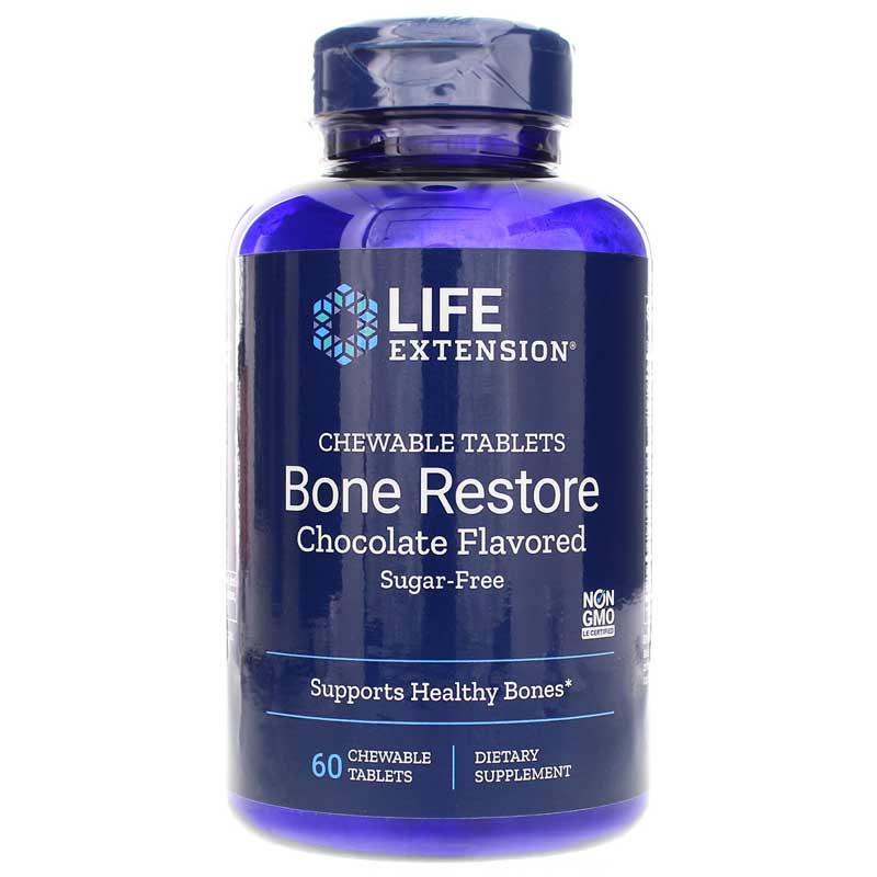 Life Extension Bone Restore Chocolate Sugar-Free 60 Chewable Tablets