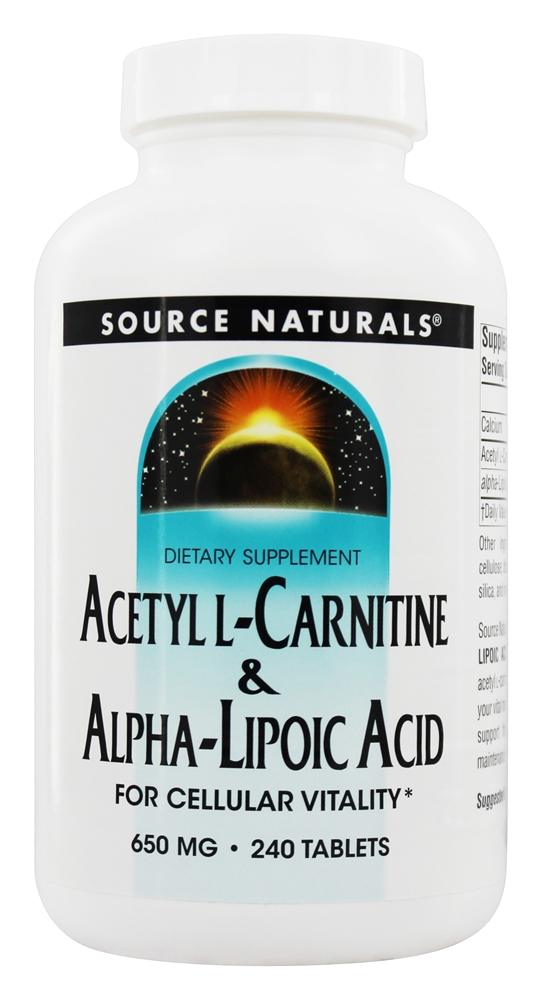 Source Naturals - Acetyl L-Carnitine & Alpha-Lipoic Acid 650 mg. - 240 Tablets