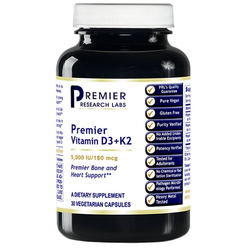 Premier Research Labs Premier Vitamin D3 + K2 30 Veg Capsules