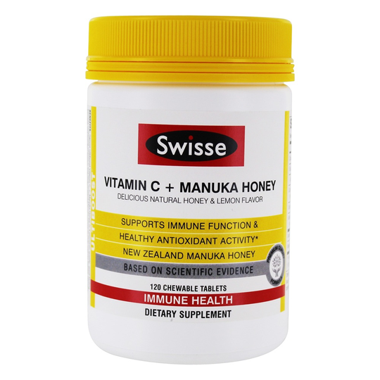 Swisse - Vitamin C Manuka Honey Immune Support Honey & Lemon Flavor - 120 Chewable Tablets