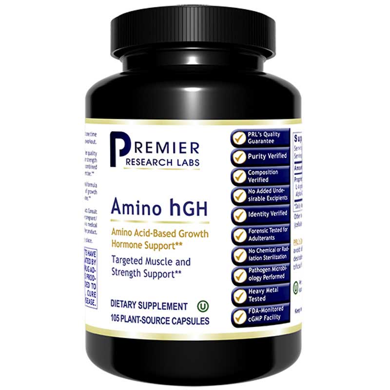 Premier Research Labs Amino hGH Growth Hormone Support 105 Capsules