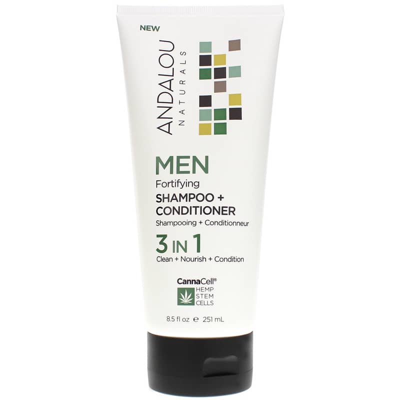 Andalou Naturals CannaCell Men Shampoo Conditioner 3-in-1 8.5 Oz