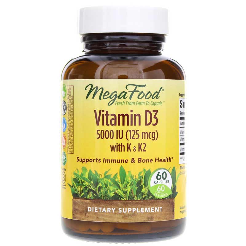 Megafood Vitamin D3 5000 IU with K & K2 60 Capsules