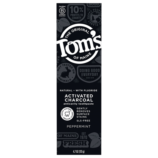 Tom's of Maine - Natural Anticavity Activated Charcoal Toothpaste with Fluoride Peppermint - 4.7 oz.