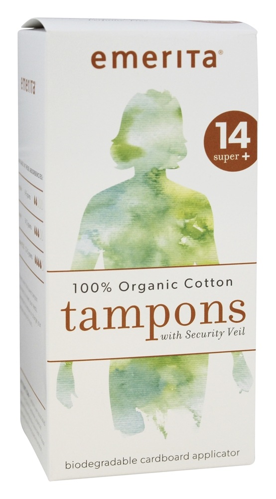 Emerita - Tampons 100 Organic Cotton with Cardboard Applicator Super Plus - 14 Count