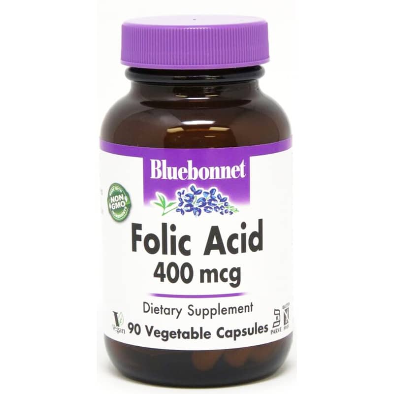 Bluebonnet Folic Acid 400 Mcg 90 Veg Capsules