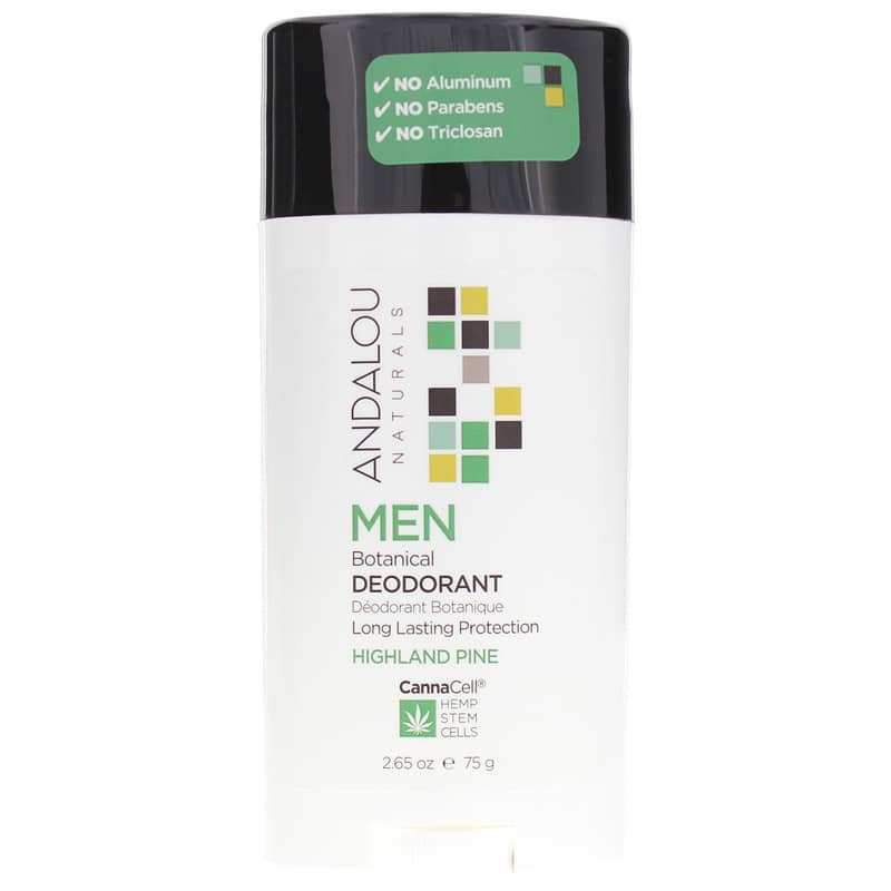 Andalou Naturals CannaCell Men Botanical Deodorant Highland Pine 2.65 Oz