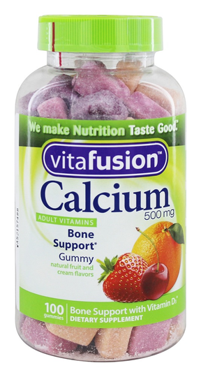 Vitafusion - Adult Vitamins Calcium Bone Support Natural Fruit and Cream Flavors 500 mg. - 100 Gummies