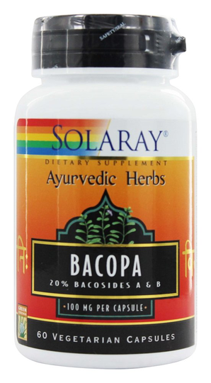Solaray - Ayurvedic Herbs Bacopa Leaf Extract 100 mg. - 60 Vegetarian Capsules