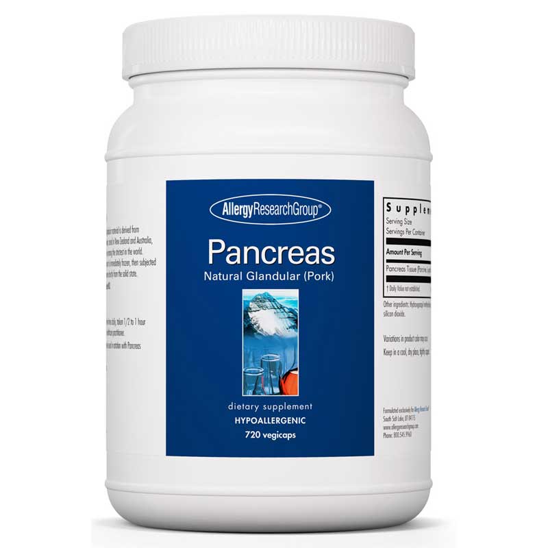Allergy Research Group Pancreas Natural Glandular Pork 720 Veg Capsules