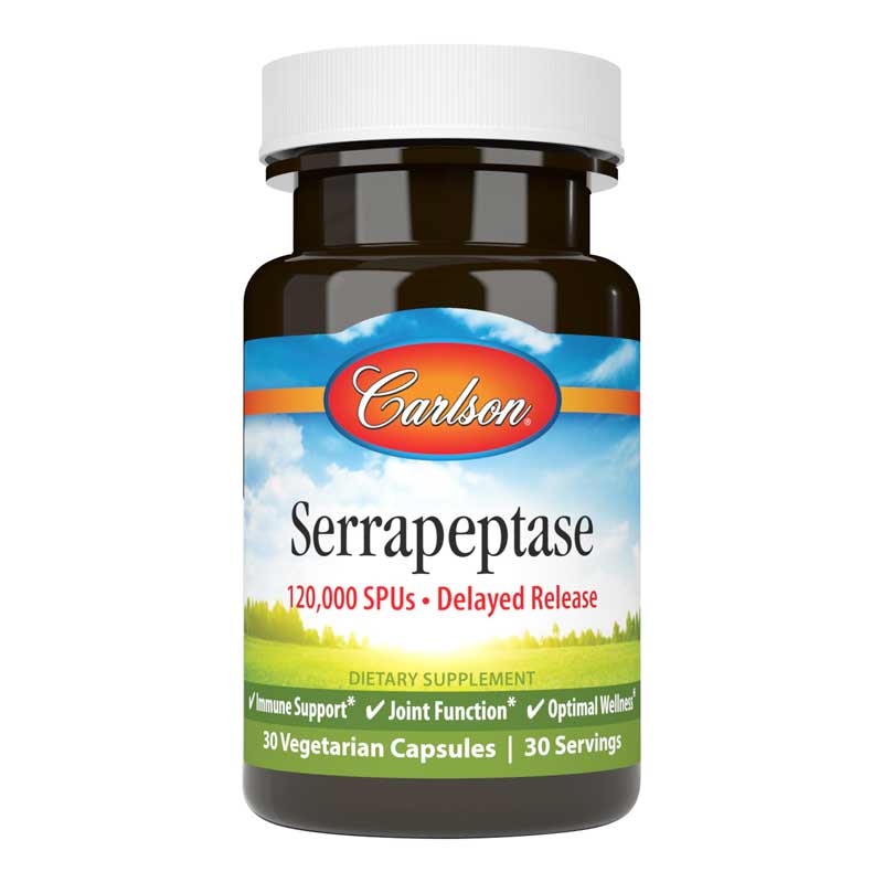 Carlson Labs Serrapeptase 120,000 SPUs 30 Veg Capsules
