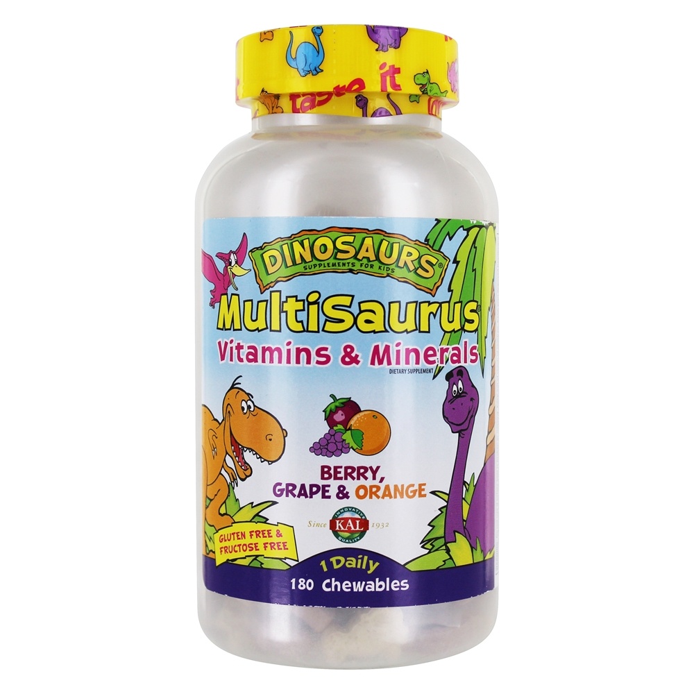 Kal - Dinosaurs Multisaurus Vitamins & Minerals for Kids Berry Grape & Orange - 180 Chewable Tablets