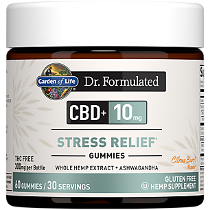 Dr. Formulated CBD + Stress Relief Gummies with Ashwagandha - 10 MG Per Serving - Citrus Burst (60 Gummies)