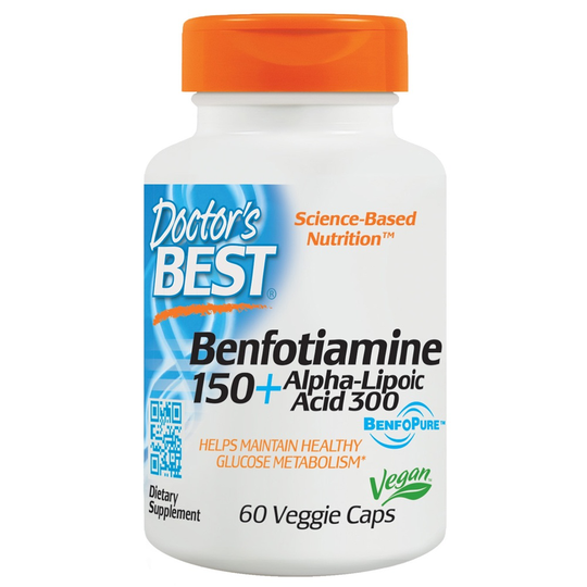 Doctor's Best - Benfotiamine Alpha Lipoic Acid 150 mg/300 mg - 60 Vegetarian Capsules