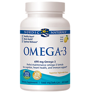 Omega-3 Softgels for Cognition, Heart Health & Immune Support - 690 MG - Lemon (60 Softgels)