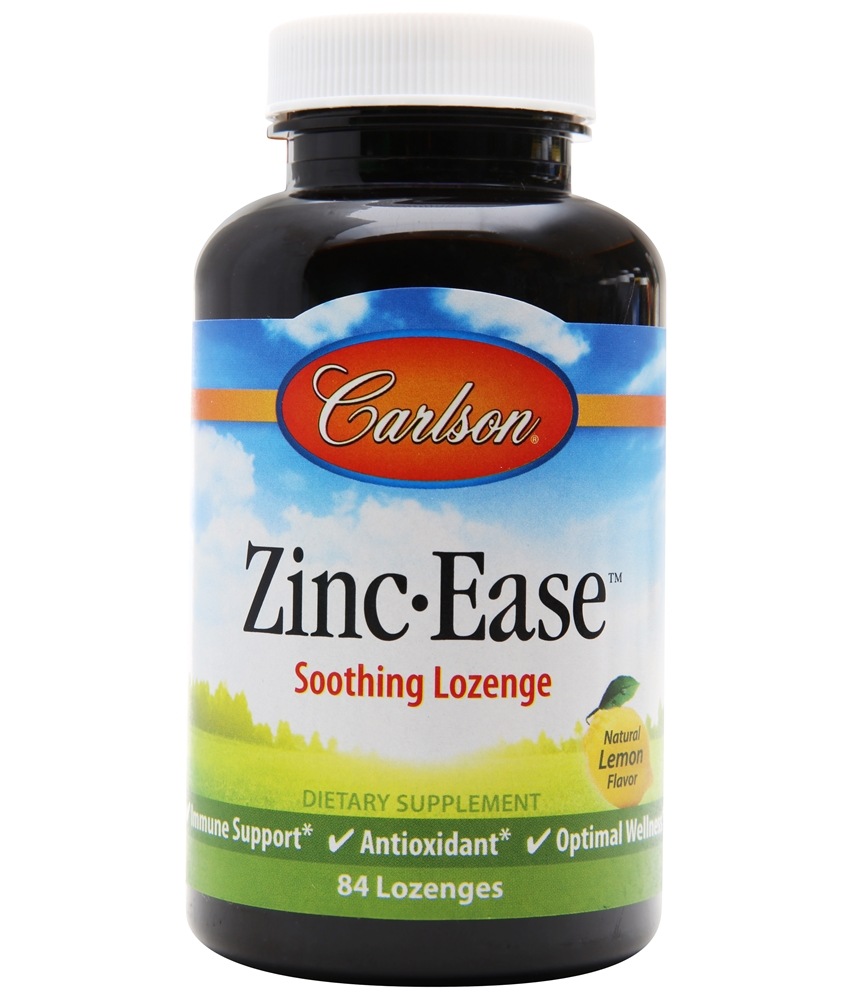 Carlson Labs - Zinc-Ease Sooting Lozenge Natural Lemon Flavor 10 mg. - 84 Lozenges