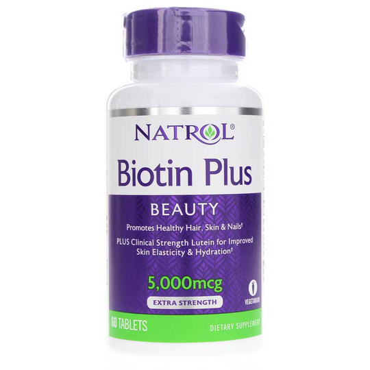 Natrol Biotin Plus Lutein 5,000 Mcg Extra Strength 60 Tablets