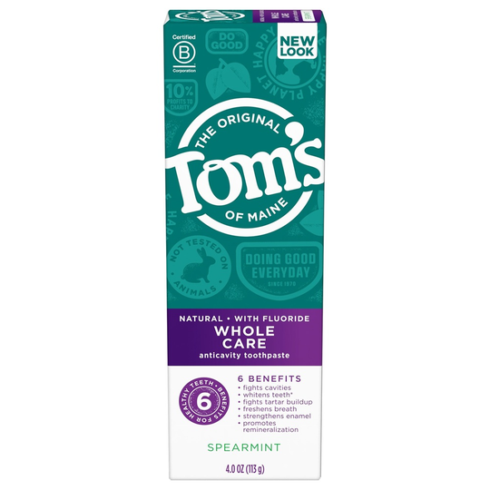 Tom's of Maine - Natural Whole Care Anticavity Toothpaste with Fluoride Spearmint - 4 oz.