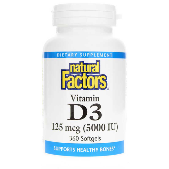 Natural Factors Vitamin D3 5000 IU 360 Softgels