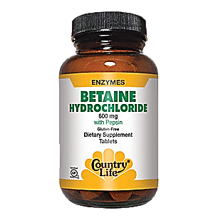 Betaine Hydrochloride with Pepsin - 600 MG (250 Tablets)