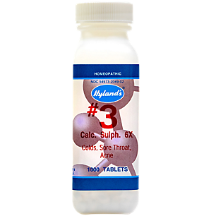 Calcium Sulphate 6X - Homeopathic Medicine for Colds, Sore Throat & Acne (1,000 Tablets)