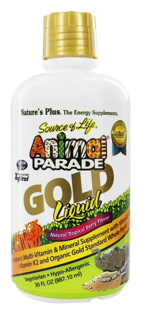 Natures Plus - Source of Life Animal Parade Gold Liquid Children's Multi-Vitamin & Mineral Natural Tropical Berry Flavor - 30 fl. oz.