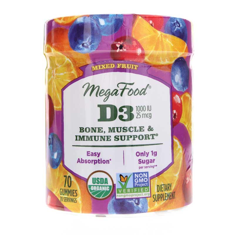 Megafood D3 Wellness Gummies Mixed Fruit 70 Gummies