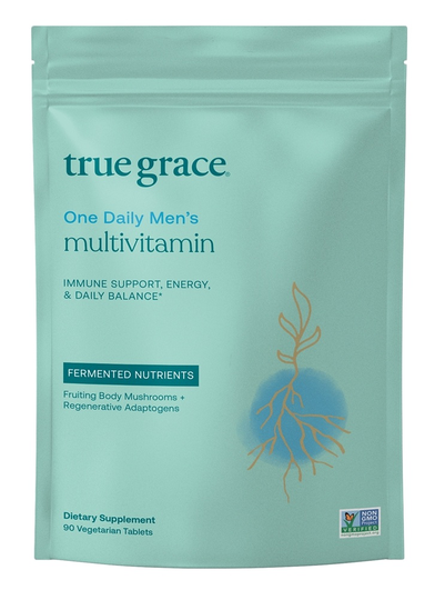 True Grace - One Daily Men's Multivitamin with Organic Adaptogens & Mushrooms Refill Pouch - 90 Vegan Tablet(s)