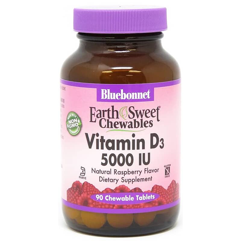 Bluebonnet Earth Sweet Chewable Vitamin D3 5000 IU 90 Chewable Tablets