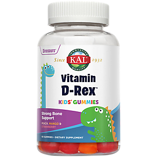 Vitamin D-Rex Kids' Gummies - Strong Bone Support - Peach, Mango & Strawberry (60 Gummies)