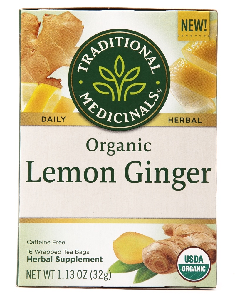 Traditional Medicinals - Organic Lemon Ginger Herbal Tea - 16 Tea Bags