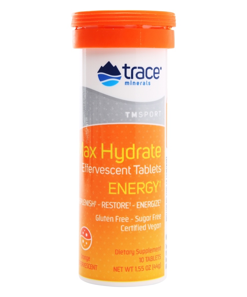 Trace Minerals Research - Max-Hydrate Energy Effervescent Tablets Orange - 10 Tablet(s)