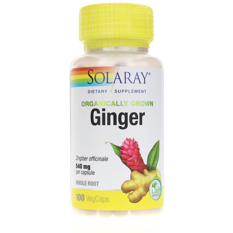 Solaray Ginger 540 Mg, Organically Grown Formula 100 Veg Capsules