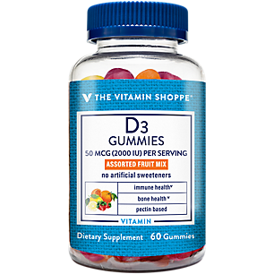Vitamin D3 Gummies - Supports Bone & Immune Health - 2,000 IU per Serving - Assorted Fruit (60 Gummies)