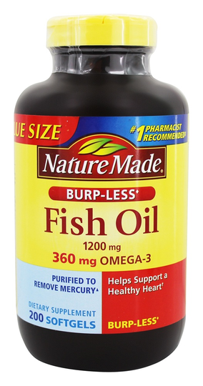 Nature Made - Fish Oil Burp-Less 1200 mg. - 200 Liquid Softgels