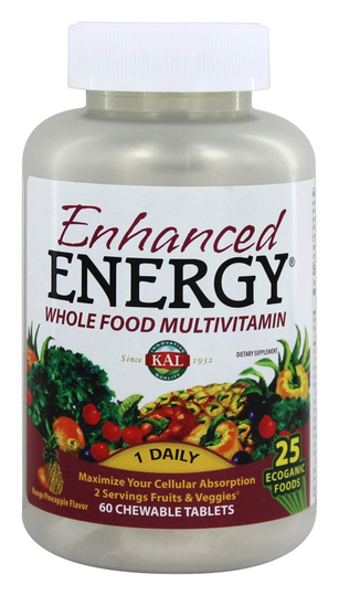 Kal - Enhanced Energy Whole Food Multivitamin Mango Pineapple Flavor - 60 Chewable Tablets