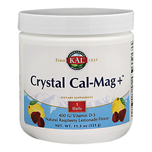 Crystal Calcium Magnesium Powder with Vitamin D3 - Natural Raspberry Lemonade Flavor (30 Servings)
