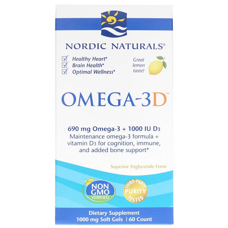 Nordic Naturals Omega-3D Lemon Softgels 60 Softgels