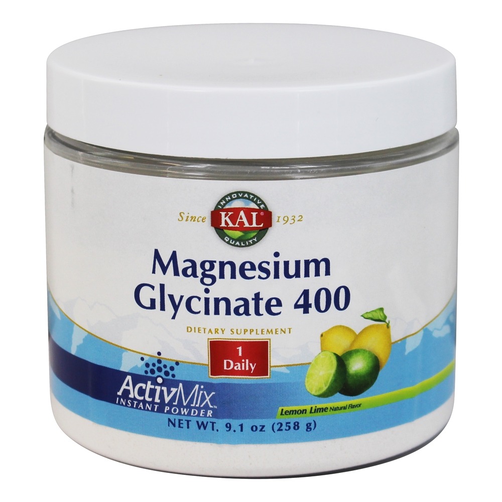 Kal - Magnesium Glycinate ActivMix Instant Powder Lemon Lime Natural Flavor 400 mg. - 9.1 oz.