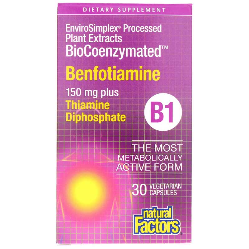 Natural Factors BioCoenzymated Benfotiamine 150 Mg 30 Veg Capsules