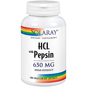 HCL with Pepsin - High Potency Digestive Support - 650 MG (100 Capsules)