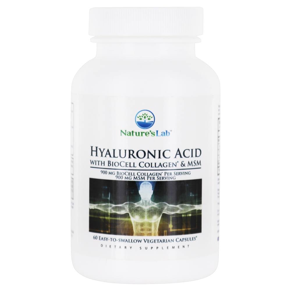 Nature's Lab - Hyaluronic Acid with BioCell Collagen & MSM - 60 Vegetarian Capsules