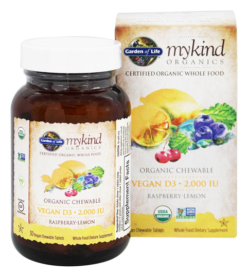 Garden of Life - mykind Organics Organic Chewable Vegan D3 Raspberry-Lemon 2000 IU - 30 Chewable Tablets